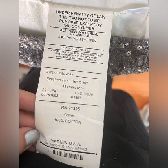 West Elm grey sequined throw pillow - 16x16 - Picture 5 of 9